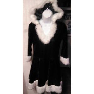 New Women's Christmas Mrs. Claus Forest Green With White Faux Fur Dress